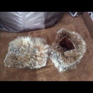 Gorgeous authentic rabbit cuffs and collar